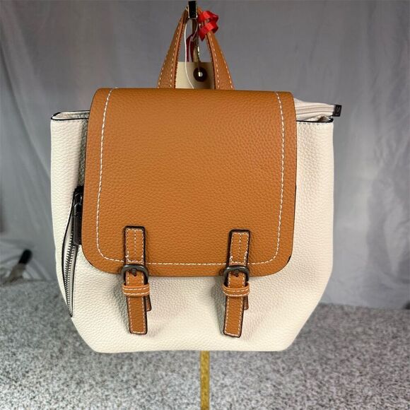 Montana West Women's Tan & Cream Mini Backpack Convertible Straps - Picture 1 of 11